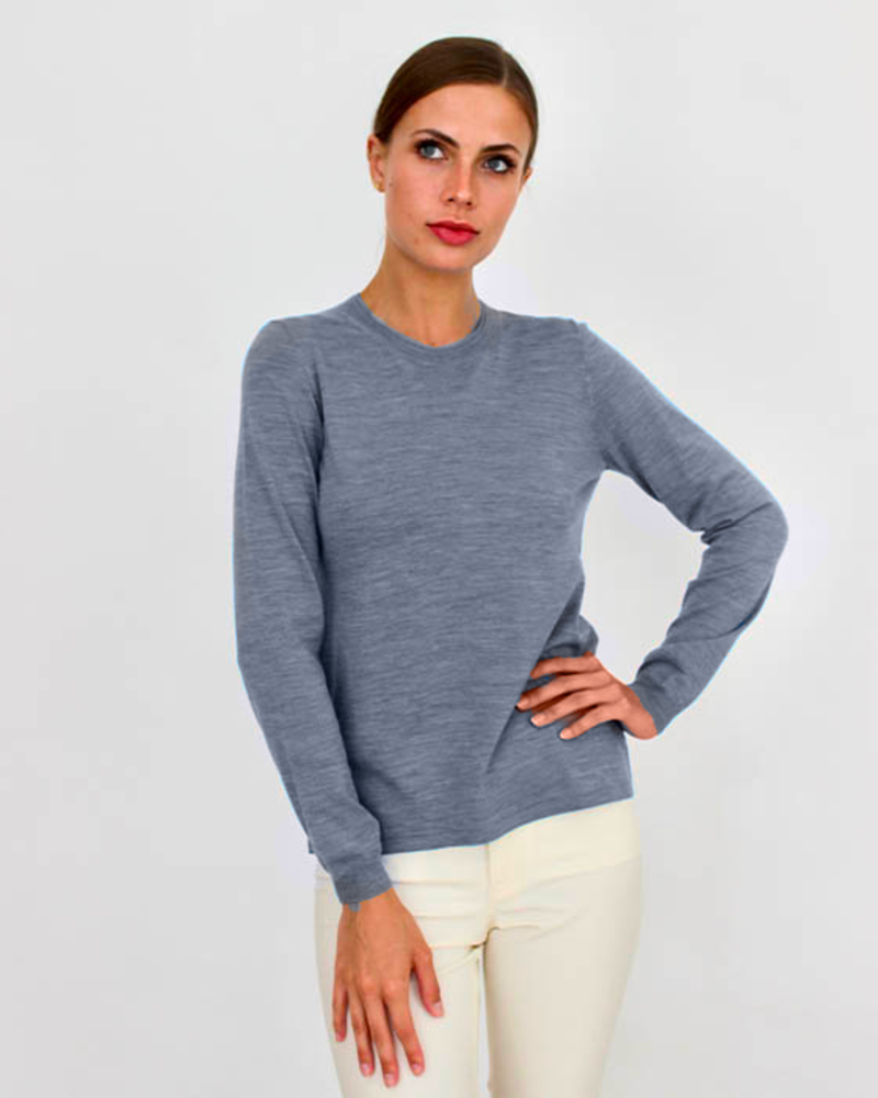 SUPERFINE LIGHT WEIGHT CREW SWEATER: FOG