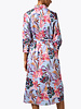 BUTTON FRONT  DRESS W/WAIST: TROPICAL PRINT: BLUE
