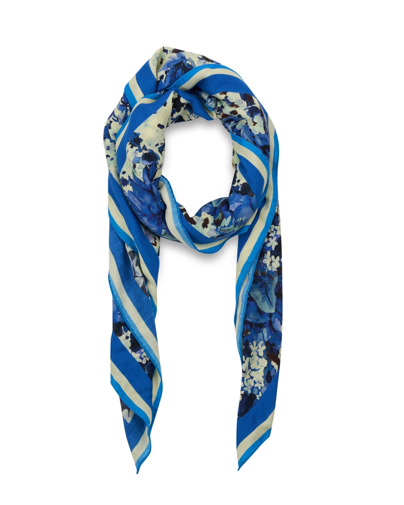 PRINTED CASHMERE SCARF: SPRING MEADOW : BLUE