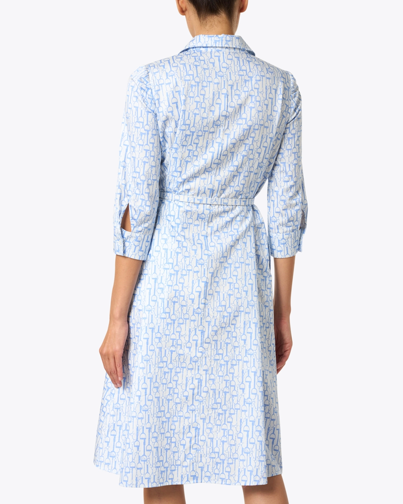 COTTON DRESS: MINI SADDLES-BLUE