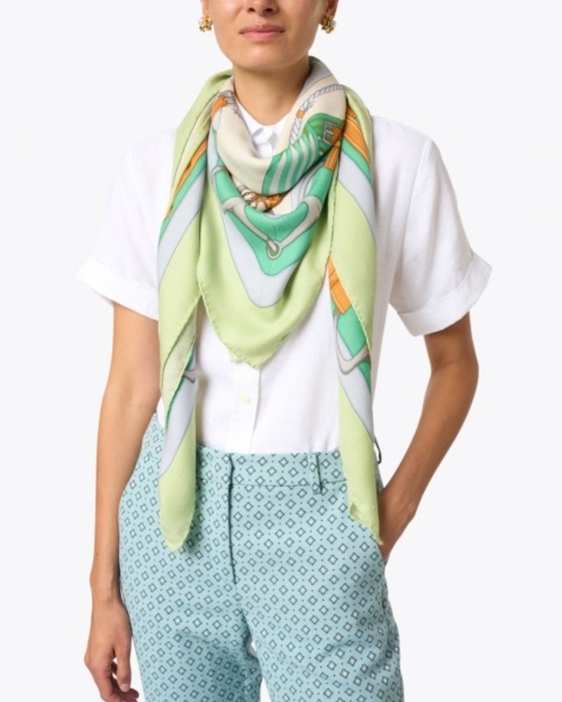 PRINTED CASHMERE SCARF: STIRRUPS: FOREST