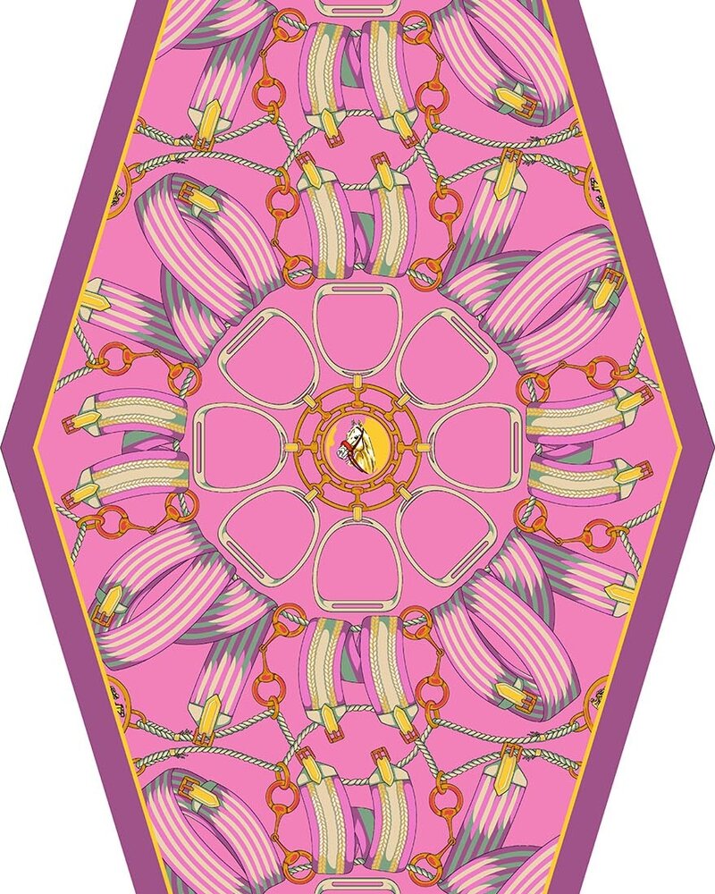 SILK PRINTED MINI LOSANGE: STIRRUPS: FLAMINGO