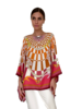 CASHMERE PRINTED PONCHO: FIRENZE: RED
