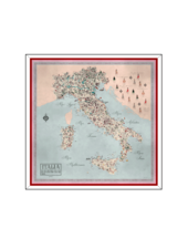 MAP OF ITALY BLUE SILK FRAME