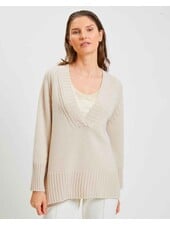 CAROLINA V-NECK CASHMERE SWEATER: SAND