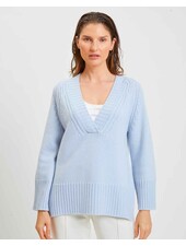 CAROLINA V-NECK CASHMERE SWEATER: LIGHT BLUE