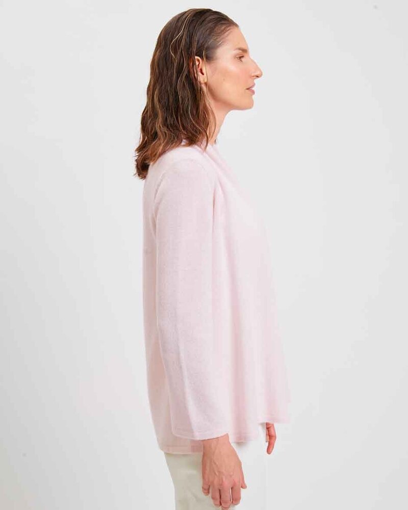 PAOLA FEATHER WEIGHT 100% CASHMERE CARDIGAN: PINK