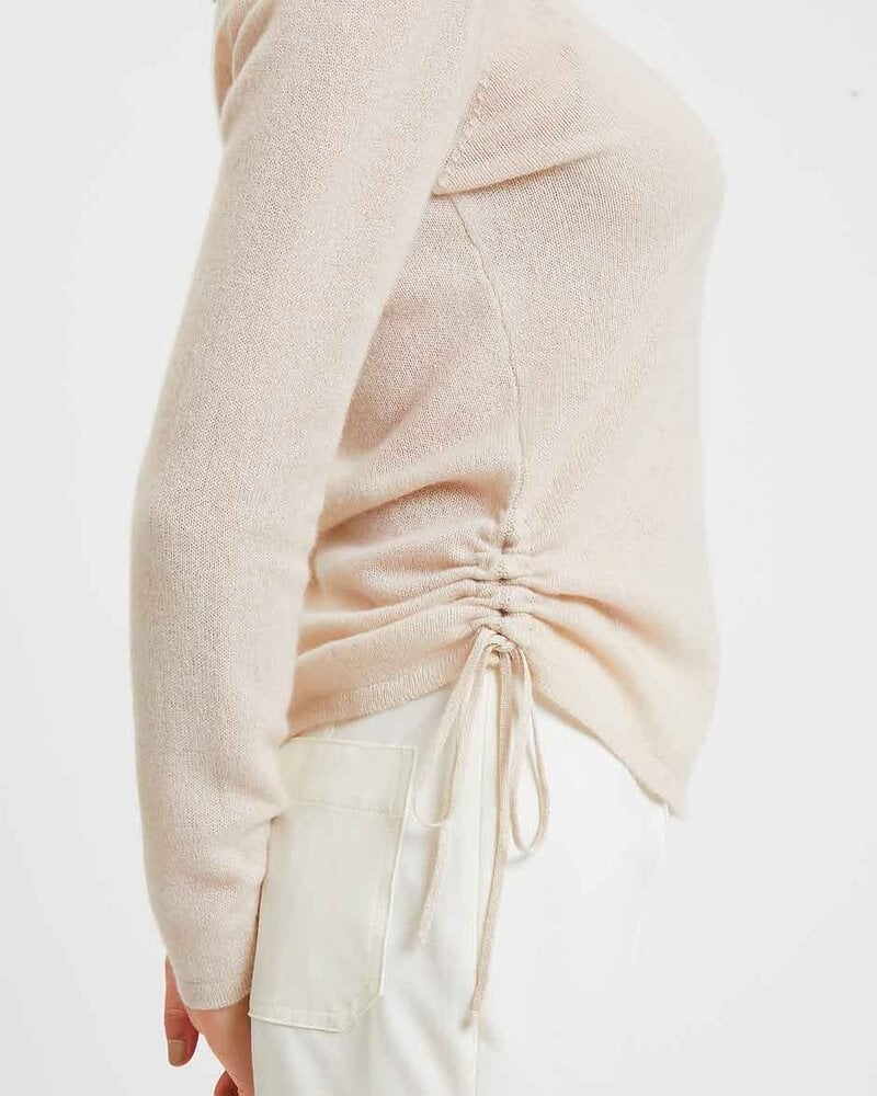 GIULIA 100% CASHMERE KNITTED CREW NECK:  SAND