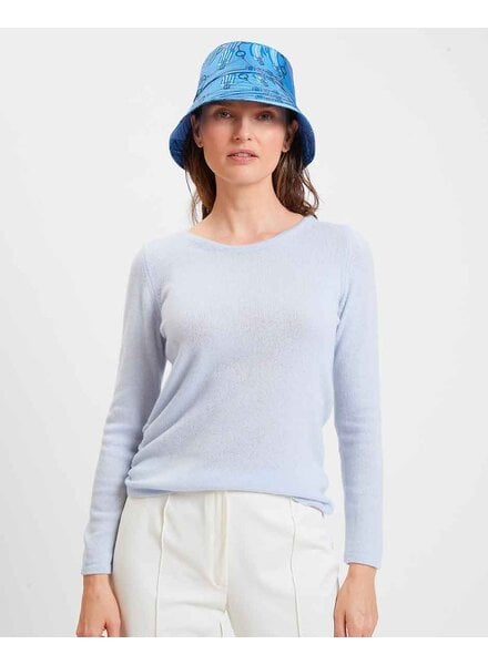 GIULIA 100% CASHMERE KNITTED CREW NECK:  LIGHT BLUE