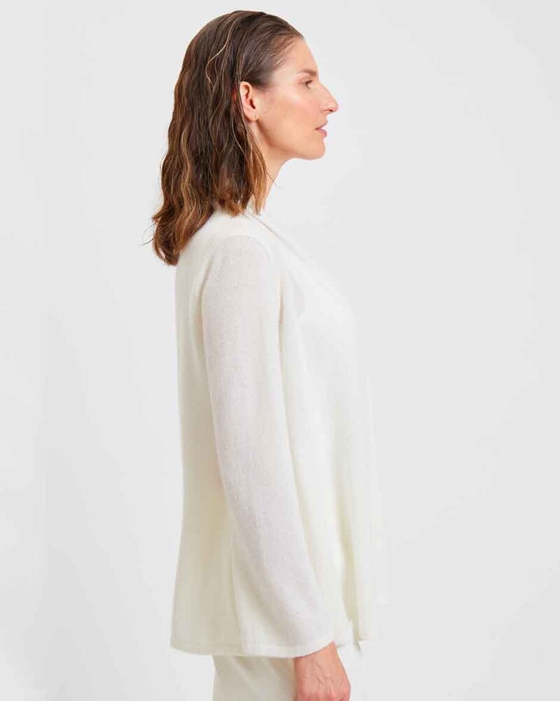 PAOLA FEATHER WEIGHT 100% CASHMERE CARDIGAN: IVORY