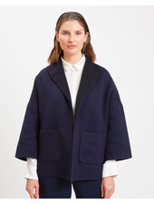 CASHMERE DOUBLE FACE REVERSIBLE JACKET: NAVY-BLACK