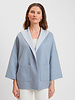 CASHMERE DOUBLE FACE REVERSIBLE JACKET: BLUE-GRAY