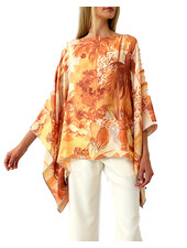 CASHMERE PRINTED PONCHO: ROMA: ORANGE