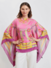 CASHMERE PRINTED PONCHO: STIRRUPS: FLAMINGO