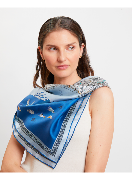 SILK PRINTED SCARF: MAP OF ITALY: MARIN