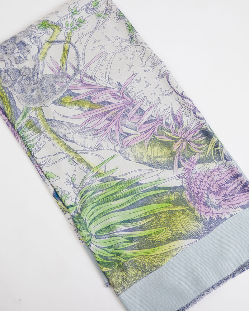 JACQUARD PRINTED PONCHO: KENYA: GRAY