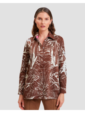 COLLARED COTTON PRINTED SHIRT: JUNGLE: BROWN-IVORY
