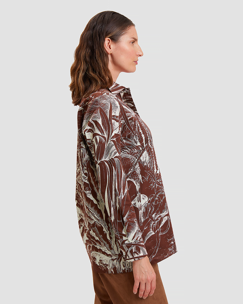 100% COTTON PRINTED SHIRT: JUNGLE: BROWN-IVORY