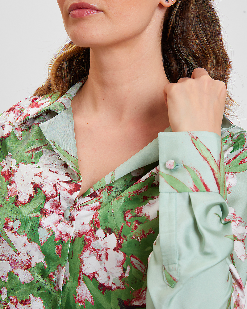 100% SILK COLLAR SHIRT: LIGURIA: GREEN