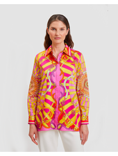 COLLARED COTTON PRINTED SHIRT: FIRENZE:  HIBISCUS