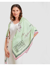 CASHMERE PRINTED SCARF: MAP OF ITALY: CELADON