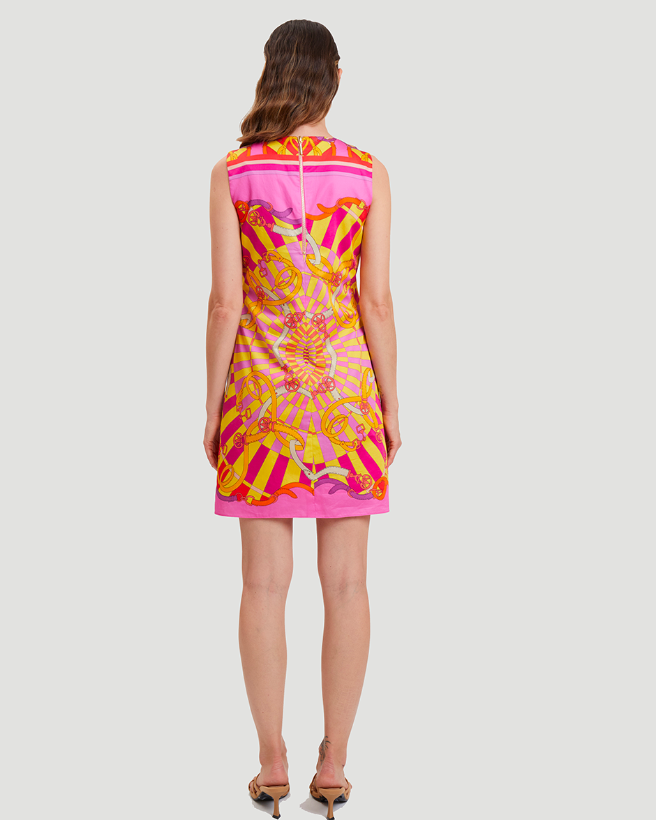 COTTON PRINTED SLEEVELESS DRESS: FIRENZE: HIBISCUS - RANI COTTON PRINTED SLEEVELESS DRESS: FIRENZE: HIBISCUS - RANI