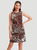 COTTON PRINTED SLEEVELESS DRESS: JUNGLE: BROWN