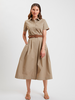 COTTON DRESS WITH BELT AND WAIST: KHAKI