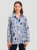 100% SILK PRINTED SHIRT: CHAINS: BLUE