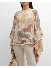 CASHMERE PRINTED PONCHO: GALLOPING: MULTICOLOR