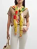 CASHMERE PRINTED SHAWL: TROPICAL: BUTTER