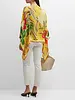 CASHMERE PRINTED PONCHO: TROPICAL: YELLOW