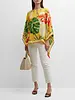 CASHMERE PRINTED PONCHO: TROPICAL: YELLOW