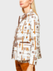SILK PRINTED QUILTED BLAZER WITH SUEDE DETAIL: BITS: IVORY