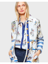 SILK PRINTED QUILTED JACKET: VERONA: BLUE