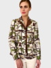 SILK PRINTED QUILTED BLAZER: MONKEY:MULTICOLOR