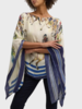 CASHMERE PRINTED PONCHO: VERONA: NAVY