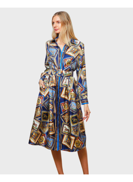 SHIRT DRESS W/ SHORT SLEEVES PRINT: ROMA SKY - RANI ARABELLA