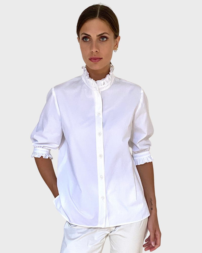 COTTON RUFFLE COLLAR:WHITE