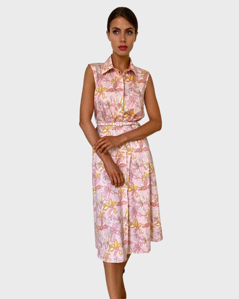 COTTON SLEEVELESS DRESS: TIGERLILY PINK