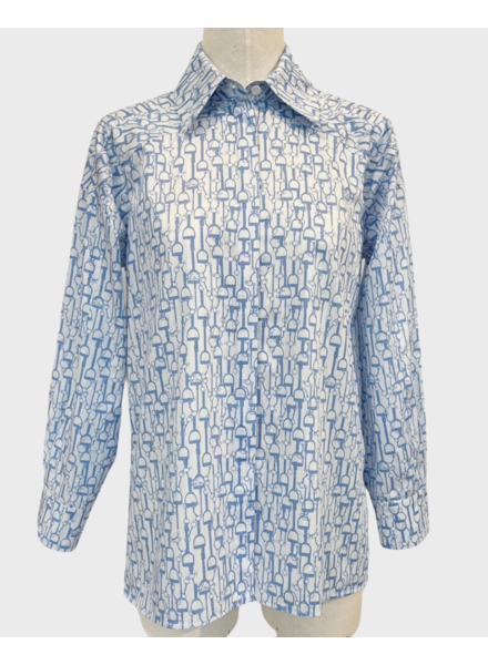 COTTON SHIRT: MINI SADDLES-BLUE