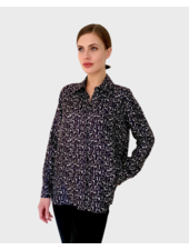 COLLARED SILK PRINTED SHIRT: MINI BLACK SADDLES