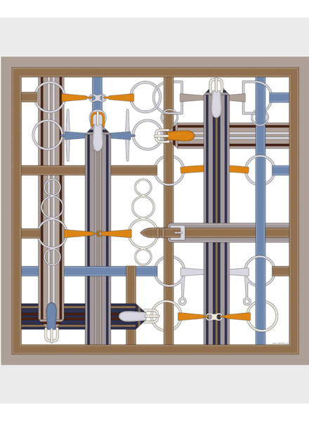 CASHMERE PRINTED SCARF: SIENA : ORANGE-BEIGE
