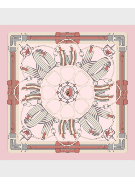PRINTED CASHMERE SCARF: STIRRUPS: PINK
