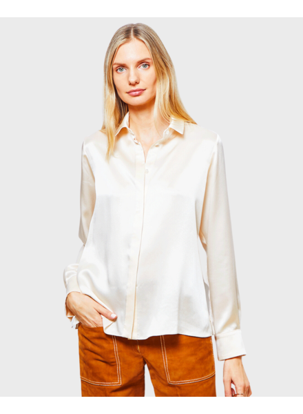 SILK COLLAR BUTTON FRONT WITH SIDE SLITS SHIRT: SIMONA: BLUSH