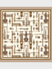 PRINTED CASHMERE SCARF: BITS: BROWN
