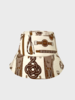 PRINTED SILK BUCKET HAT: BITS: IVORY