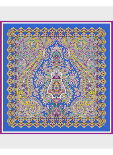 CASHMERE PRINTED SHAWL: PAISLEY: BLUE LIGHT