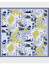 CASHMERE PRINTED SHAWL: GEOMETRIC: BLUE