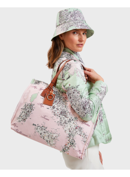 TOTE BAG SMALL: MAP OF ITALY: CELADON